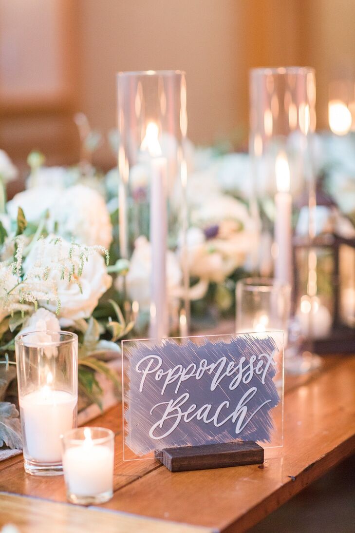 Elegant Calligraphed Table Number with White Candles