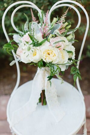 White Peony and Scabiosa Bouquet