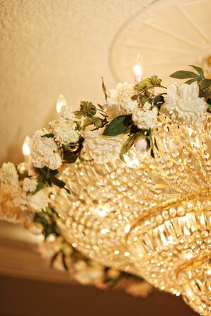 White Garlands on Crystal Chandeliers