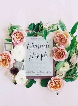 Custom Wedding Invitations With Roses, Greenery and Ring Box