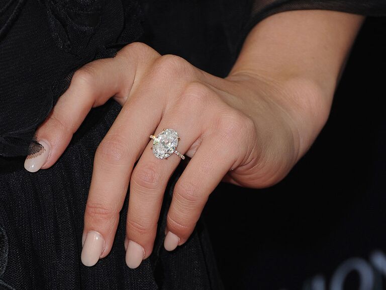 Julianne Hough's oval diamond engagement ring with pavé band