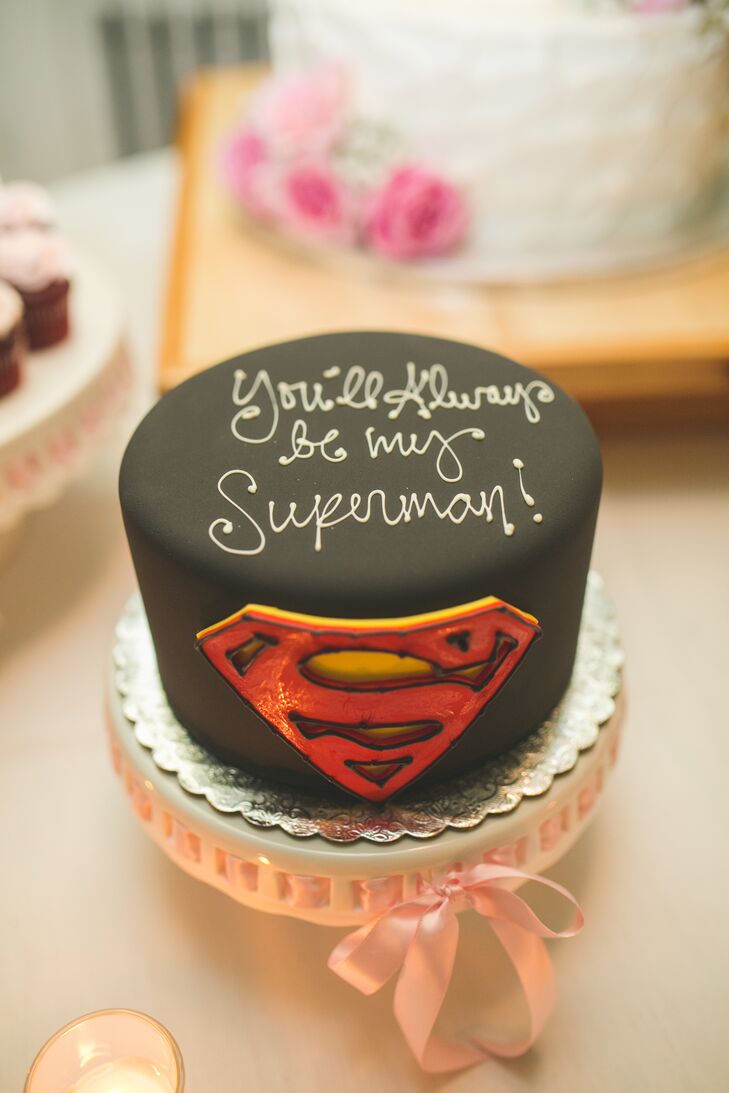 One-Tier Superman Groom's Cake
