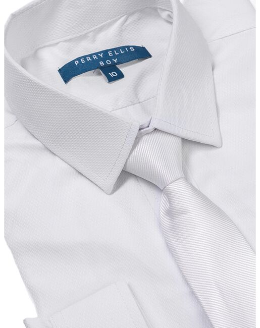 Perry Ellis "Noah" Kids White Suit (5-Piece Set) Flower Girl Dress and Ring Bearer Outfit - 6
