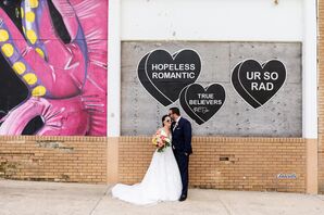 Bride and Groom Portraits in Front of Wall Murals in Asbury Park, New Jersey