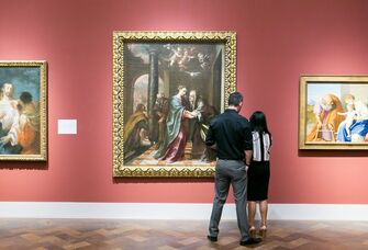 A couple enjoy The San Diego Museum of Art