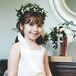 White Flower Girl Dress and Green Flower Crown