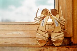Strappy Gold Jimmy Choo Bridal Shoes