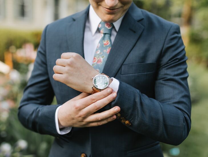 To-Be-Wed Looking at Watch and Smiling