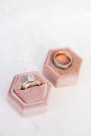 Pink Hexagonal Velvet Engagement Ring Box