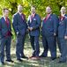 Groomsmen Wearing Red Ties and Charcoal Suits
