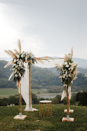Chuppah with Pampas Grass for Hilltop Wedding Ceremony in San Sebastian, Spain