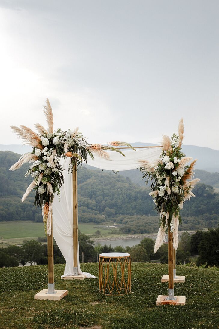 Chuppah with Pampas Grass for Hilltop Wedding Ceremony in San Sebastian, Spain