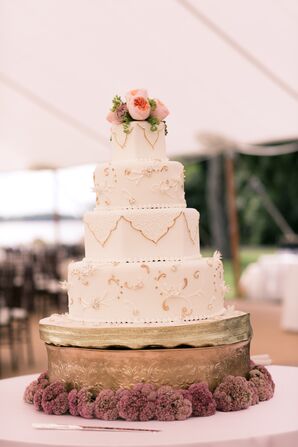 Ivory Wedding Cake with Gold Accents
