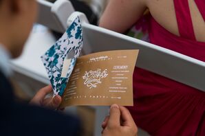 Blue and Brown Floral Ceremony Programs