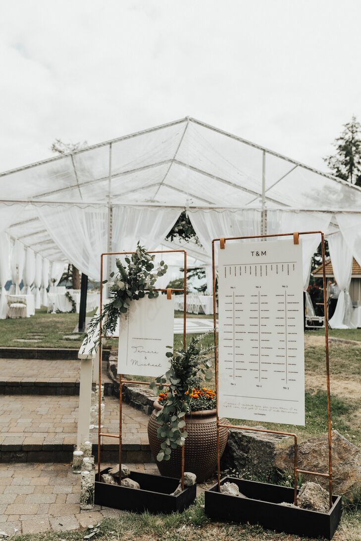 Elegant Seating Chart Signs with Reception Tent