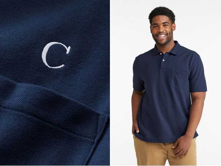 Embroidered monogram on polo shirt personalized gift for husband