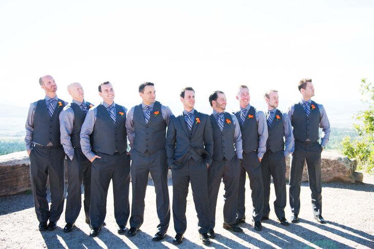 Formal Three-Pieces Gray Groomsmen Suits