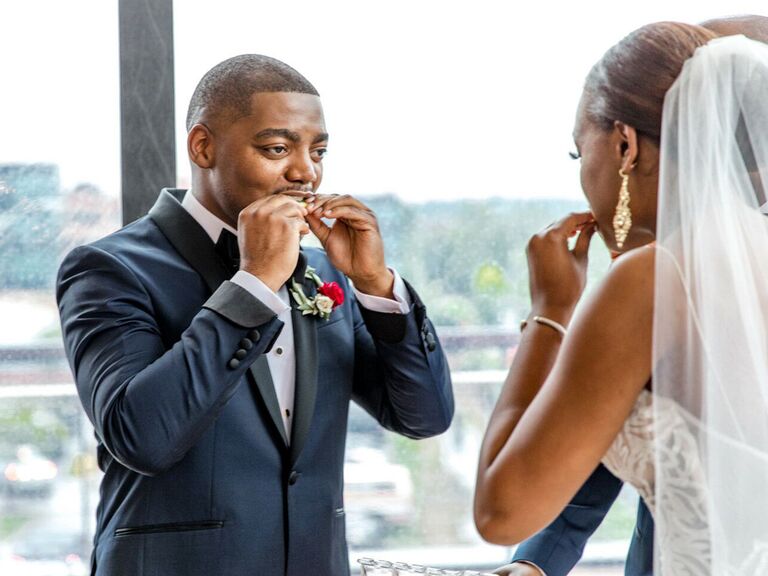 Couple tasting the four elements during wedding ceremony