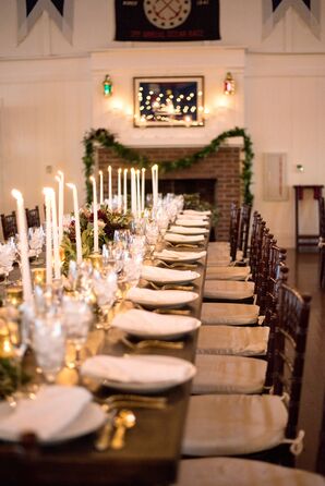 Elegant Dining Table with White Taper Candles