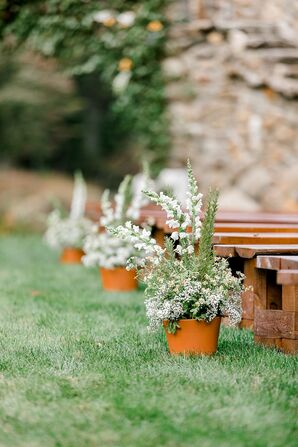 Whimsical Aisle Decorations with White Daises and Baby's Breath