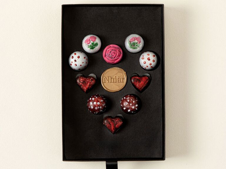 Romantic hand painted chocolates for someone whose love language is receiving gifts