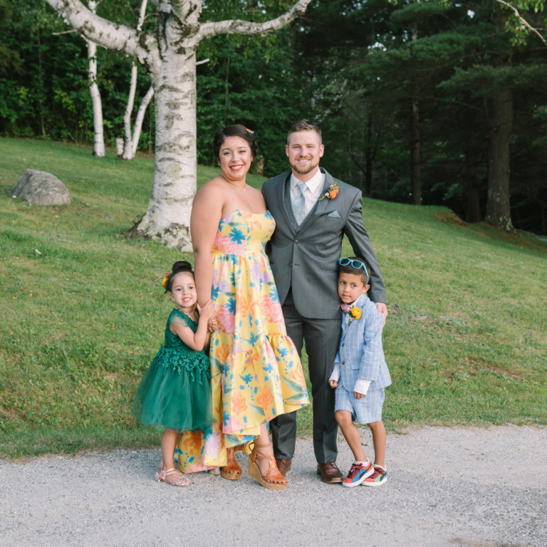 wedding guests with their kids at event