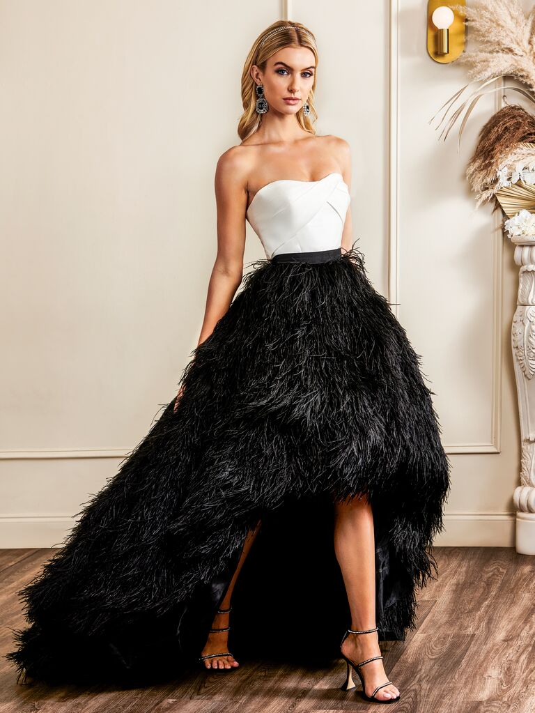 feather wedding dress