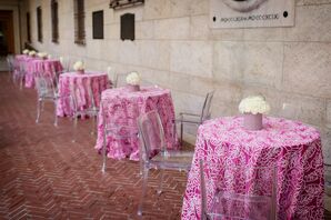 Pink Floral Cocktail Table Linens