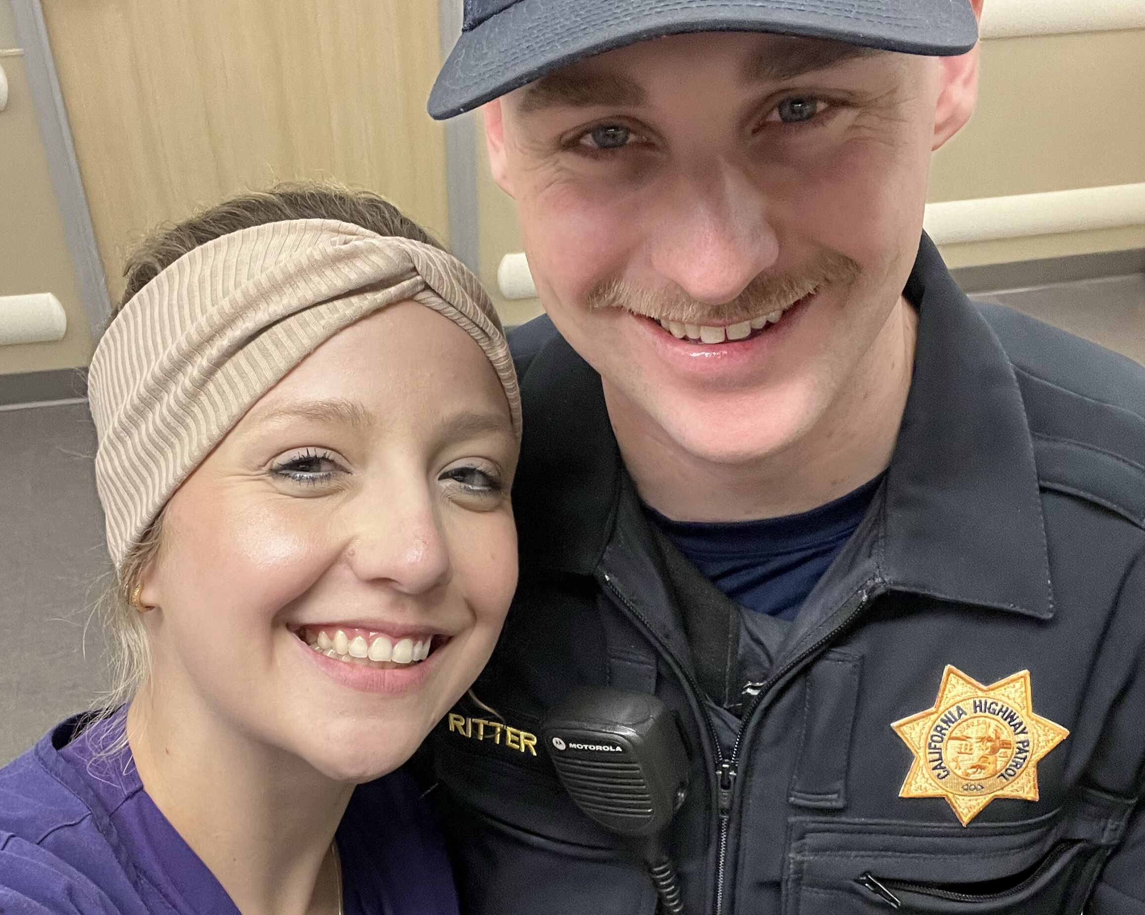 Picture of Zach visiting Gracie at work 