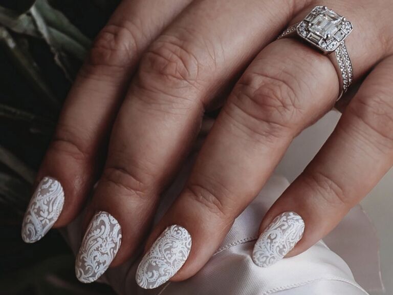 wedding nail ideas lace design