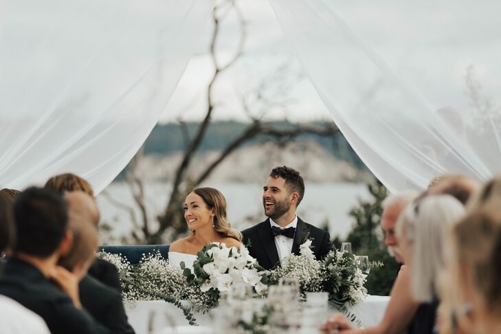 Tamara and Mike Messeguer wed at the stunning Rockwater Secret Cove in British Columbia, Canada. The ceremony took place along the picturesque coast, 