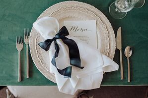 Place Settings with Lace Chargers and Velvet Linens