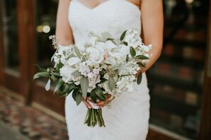 White Bridal Bouquet with Vintage Flair
