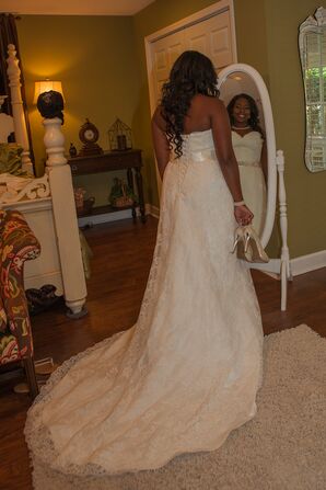 Beaded Lace Overlay with Corset Back Wedding Dress