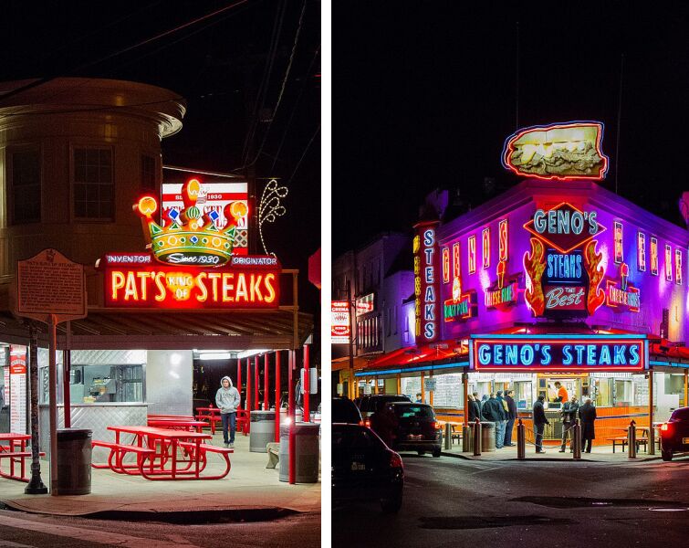 Picture of Pat's King of Steaks vs. Geno's Steaks