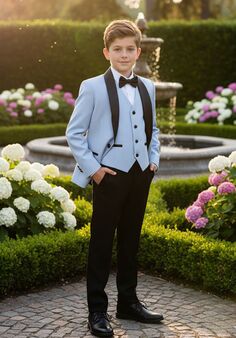 BLACKTIE "London" Kids Powder Bue Tuxedo (5-Piece Set) Flower Girl Dress and Ring Bearer Outfit