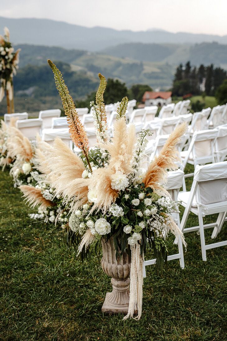 Pampas Grass Ceremony Aisle Arrangements
