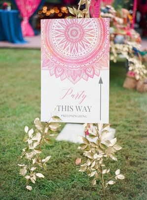 Prewedding Sangeet Welcome Sign With Pink Accents