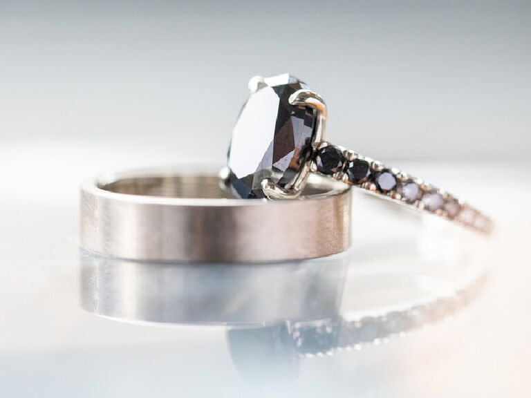 Engagement ring with black center stone