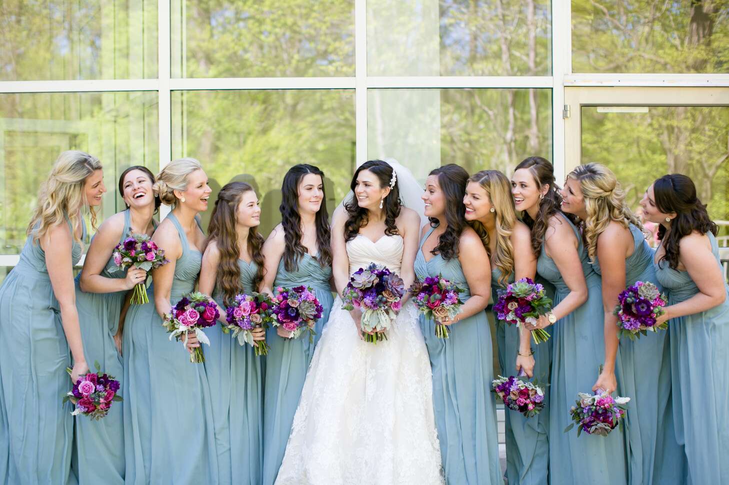 Vintage Blue Bridesmaid Gowns