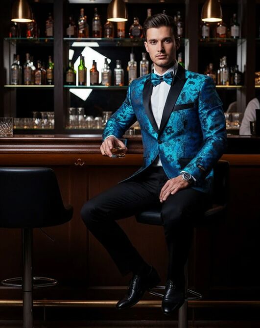 BLACKTIE AMSTERDAM Turquoise Wedding Tuxedo Blue Tuxedo - 5