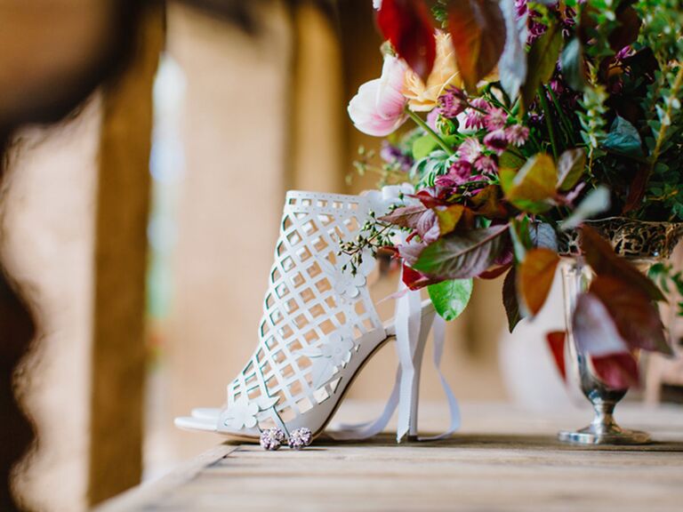 wedding shoes heels white open toe