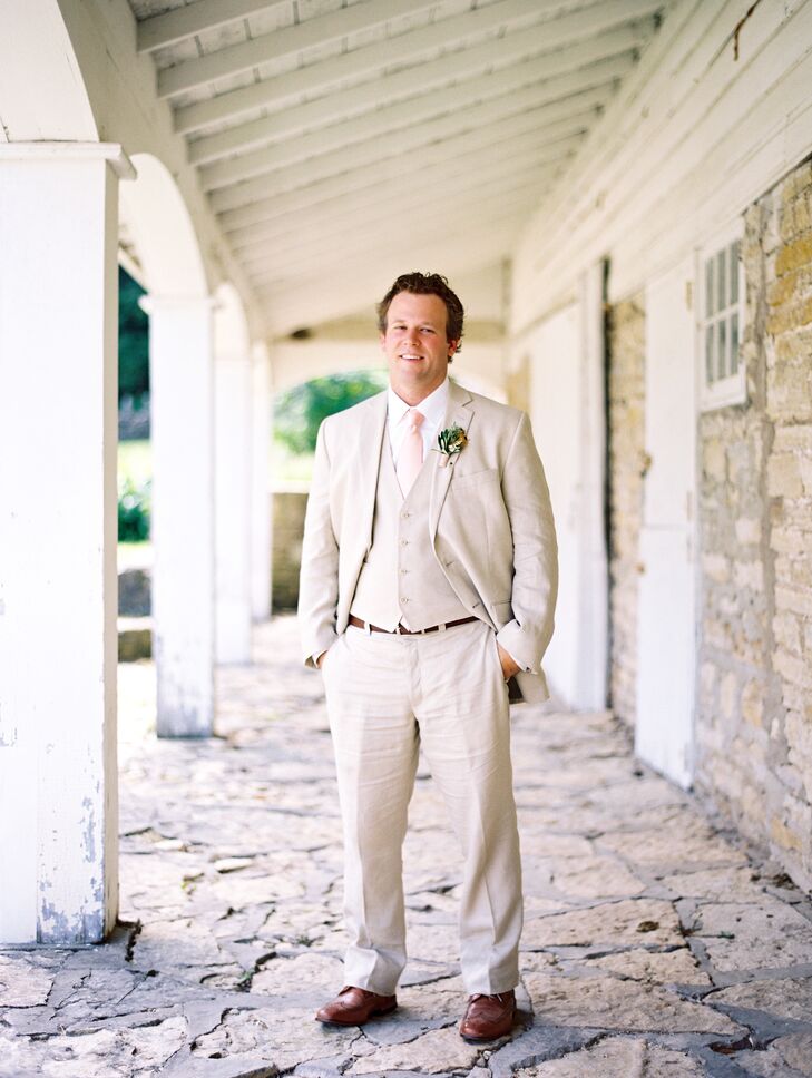 Khaki Three-Piece Groom Suit