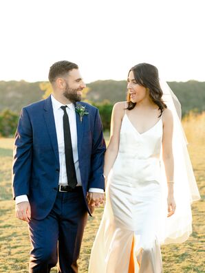 Bride and Groom at Ranch Wedding in Fredericksburg, Texas