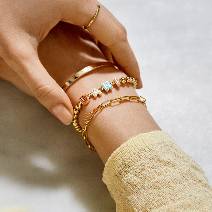 Personalized beaded bracelet from BaubleBar for the best girlfriend gifts