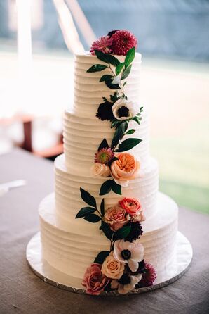 Tiered Cake with Pink Flowers