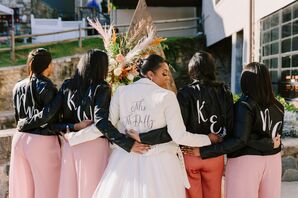 Bride and Bridesmaids With Custom Leather Jackets