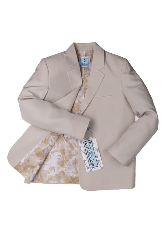 Little Tuxedos "Mason" Kids Tan Suit (5-Piece Set) Flower Girl Dress and Ring Bearer Outfit - 5