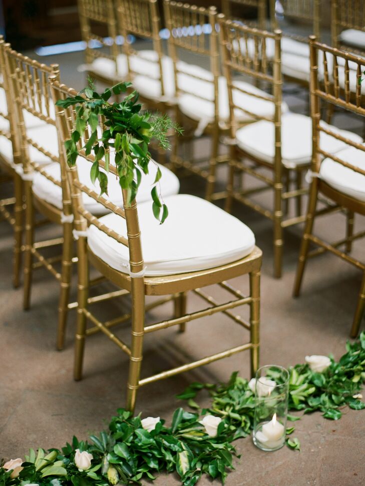 White Rose and Varied Greenery Aisle Garland