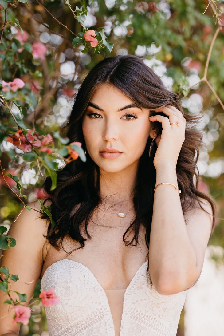 Influencer Asia Sullivan With Loose Curls and Natural Makeup for Wedding